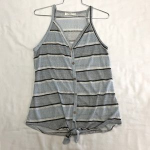 Haptics Striped Tie-Front Tank